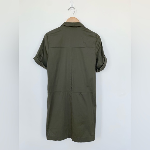 BNWOT Zara Olive Green Utility Longline Shirt Dress Button Down Tab Roll Sleeves - Picture 2 of 6